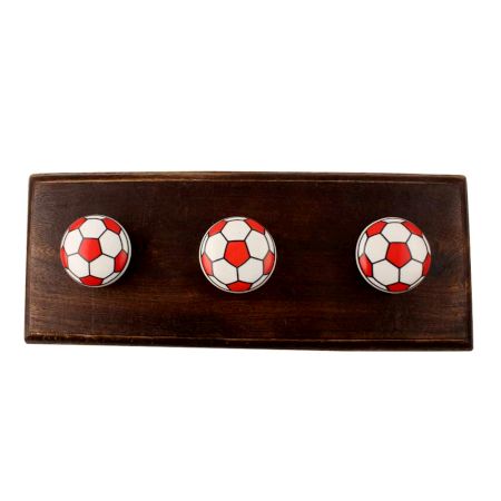 Red Football Pattern Ceramic Wooden Hook